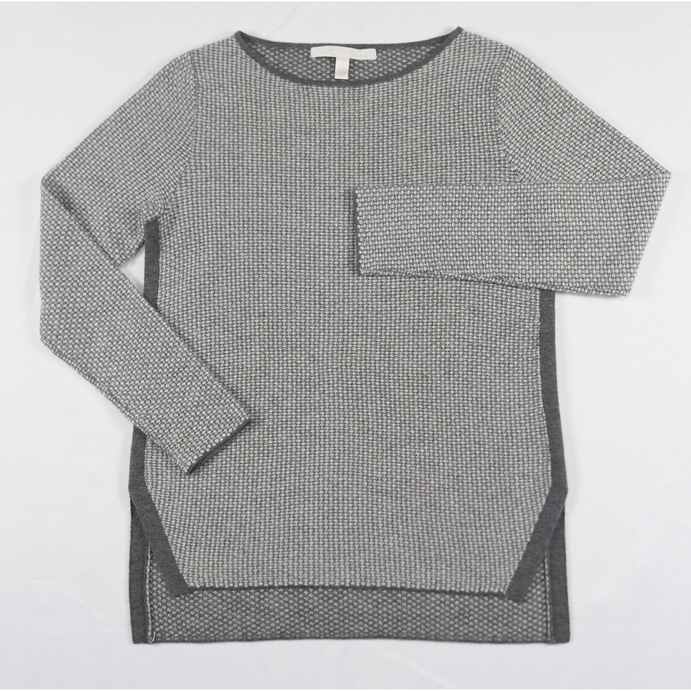 Nordstrom 100%‎ Cashmere Gray Waffle Knit Boat Neck Sweater Womens Small